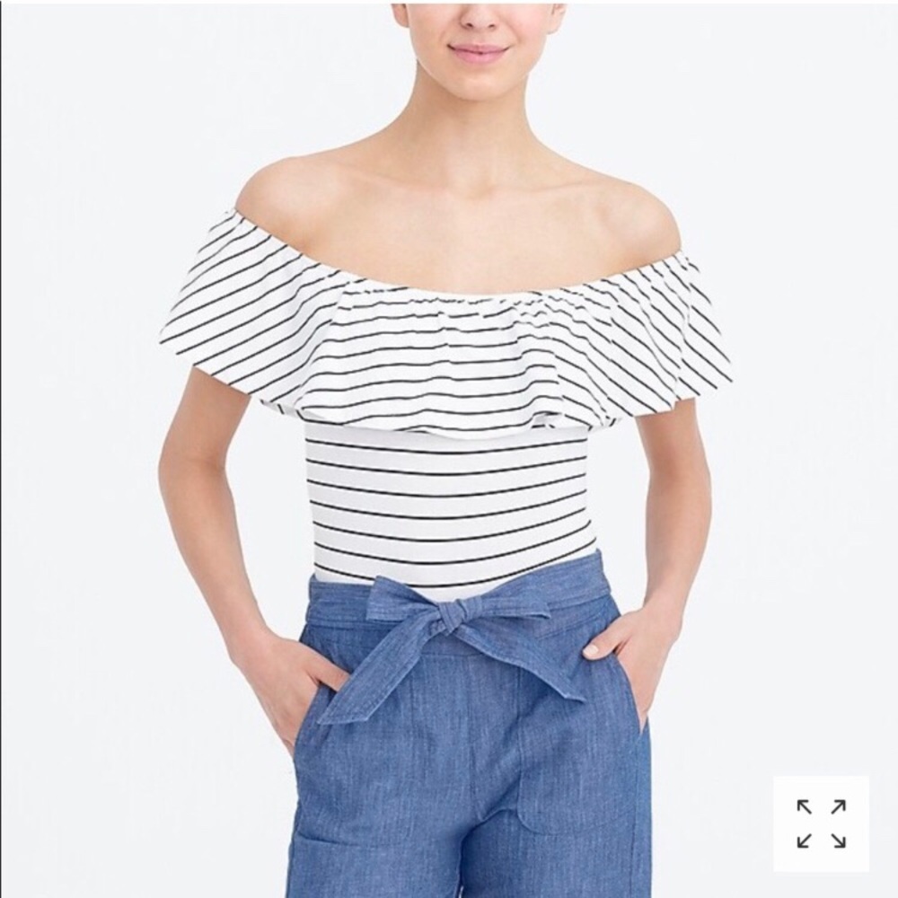 J. Crew Bodysuit Off On Shoulder Sripes